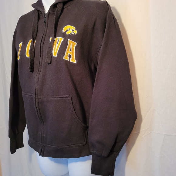 Black With Gold Embroidered IOWA Hooded Jacket - Picture 2 of 10
